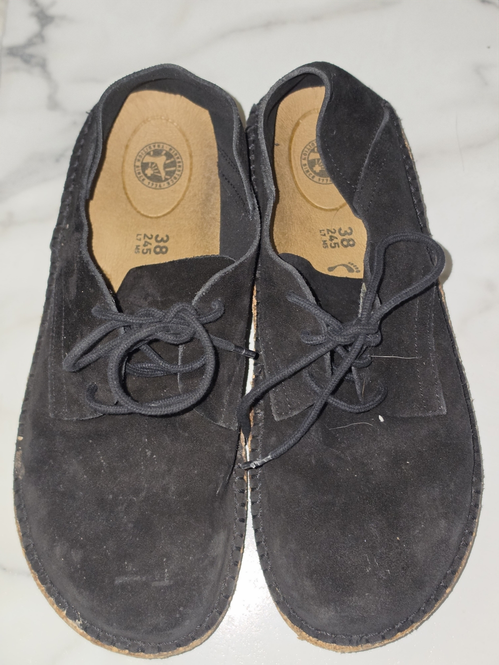 Birkenstock Black Suede Lace-Up Women's Flats